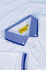 BLUE KNIT COLLAR WHITE POLO WOMEN