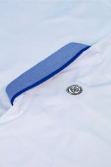 BLUE KNIT COLLAR WHITE POLO WOMEN
