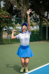 BLUE KNIT COLLAR WHITE POLO WOMEN