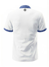 BLUE KNIT COLLAR WHITE POLO