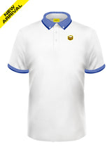 BLUE KNIT COLLAR WHITE POLO