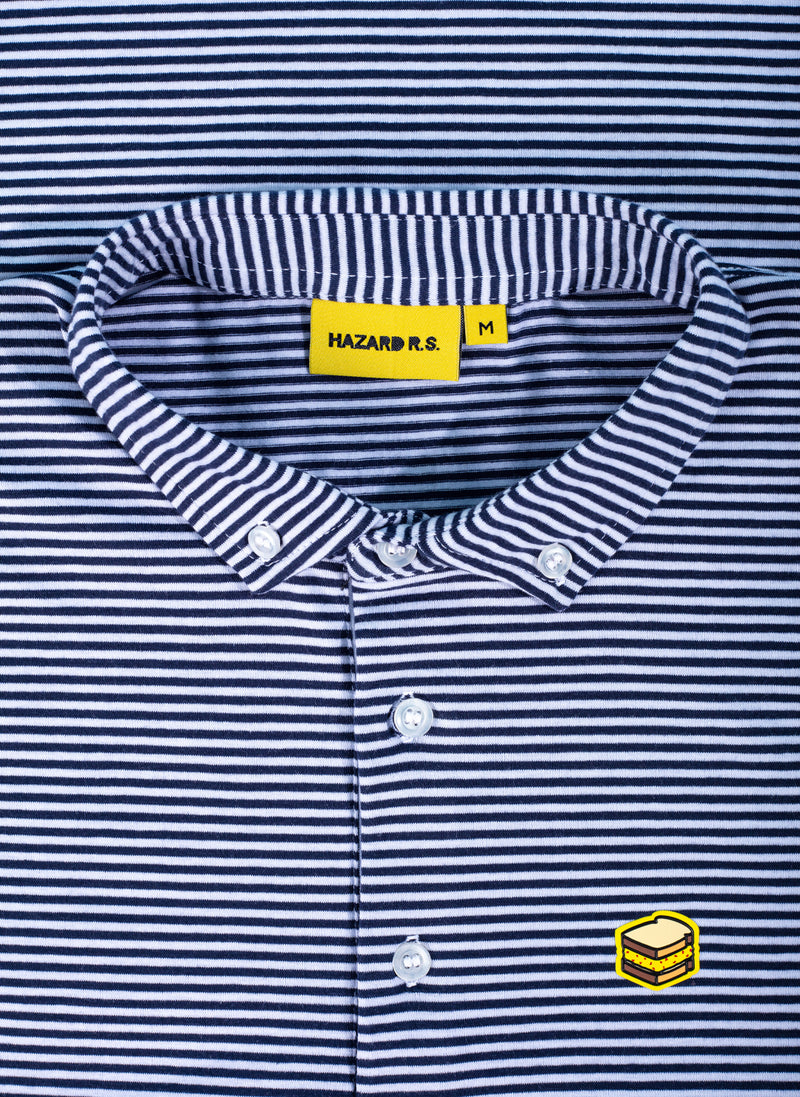 NAVY BLUE STRIPED BLENDED POLO