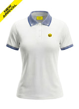 BLUE KNIT COLLAR WHITE POLO WOMEN