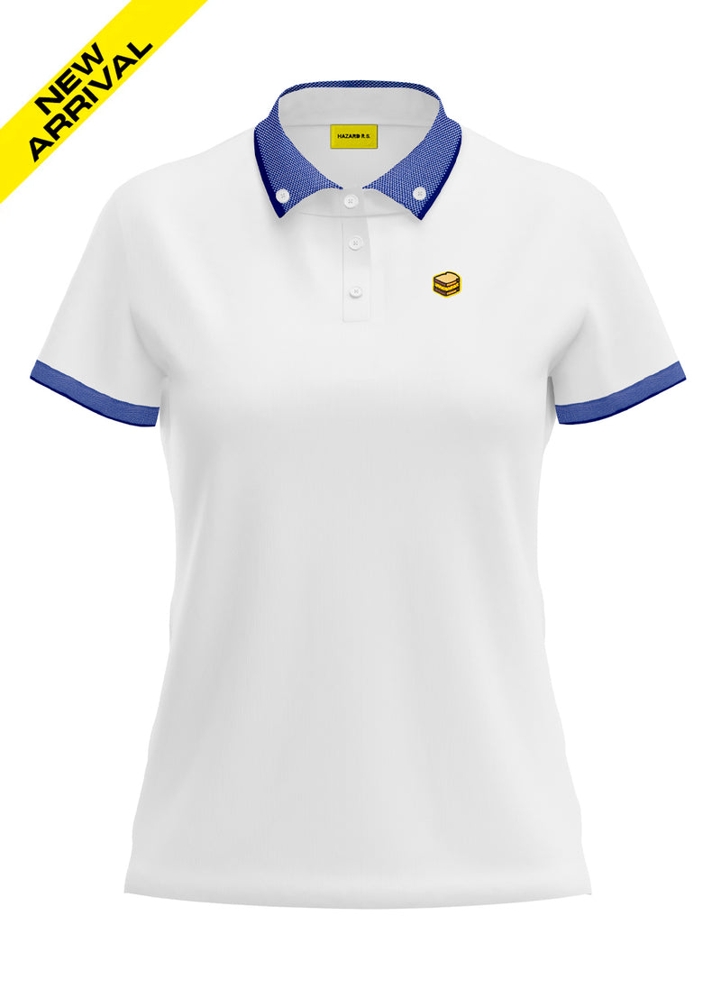 BLUE KNIT COLLAR WHITE POLO WOMEN