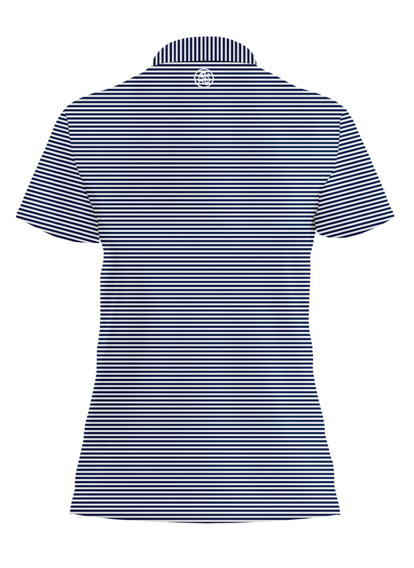 NAVY BLUE STRIPED BLENDED POLO WOMEN