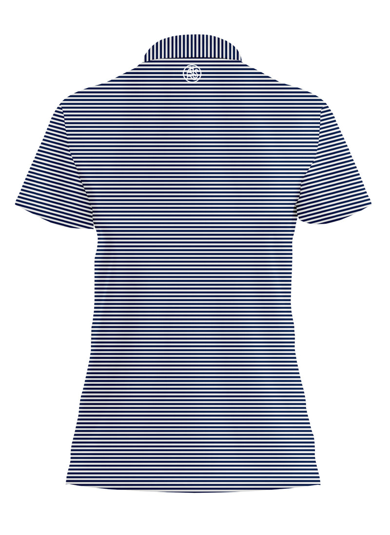 NAVY BLUE STRIPED BLENDED POLO WOMEN