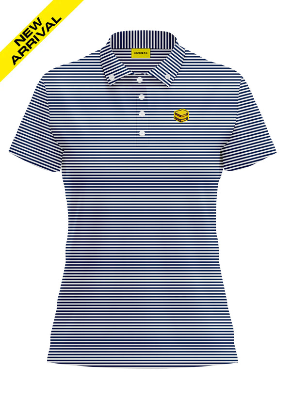 NAVY BLUE STRIPED BLENDED POLO WOMEN